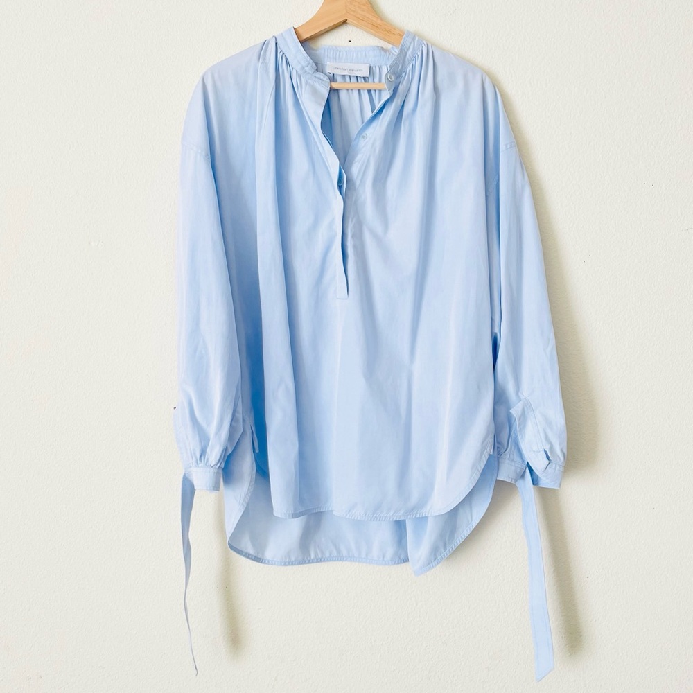 Christian Wijnants SIZE 42 Lagenlook tie sleeve relaxed fit shirt in blue